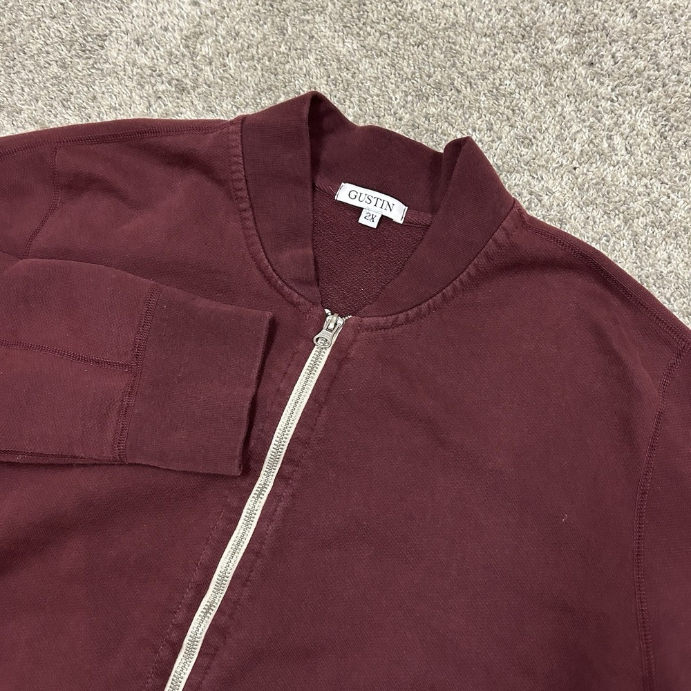Gustin Full Zip Sweater Mens 2X Red Mock Neck Heavy‎ Weight Cotton